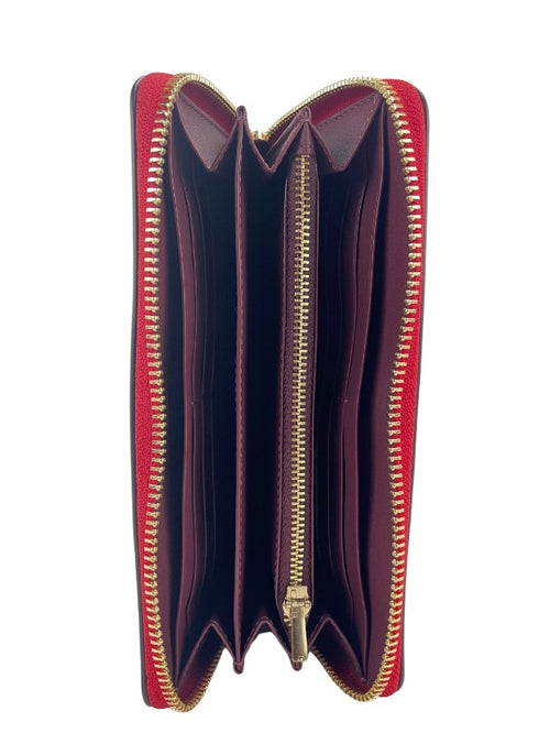 COACH (C4451) Long Miami Red Pebbled Leather Zip Around Wristlet Clutch Wallet